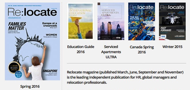 The most recent four issues of Relocate Magazine
